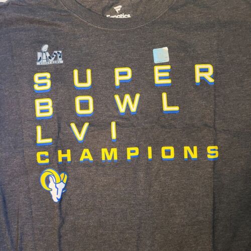 New Mens XL Rams Superbowl LVI Short Sleeve t-shirt Grey 2 Sided New S.B. 56 - Picture 2 of 7
