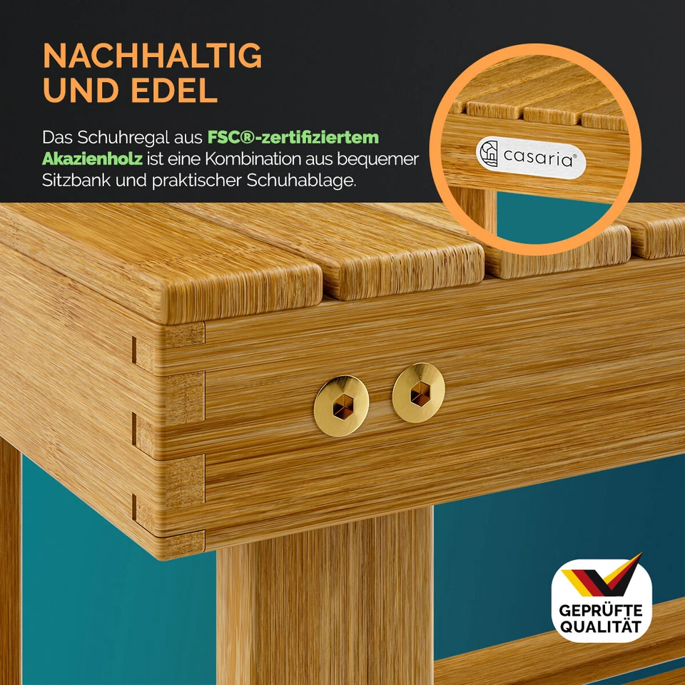 CASARIA® Schuhbank Schuhregal mit Sitzbank Schuhständer Bank Bad Regal Massiv - Bild 4 von 4