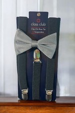 Class Club Suspender Bow Tie Set Black Gray