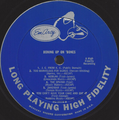 Various - Boning Up On 'Bones 1955 LP, Comp, Mono EmArcy MG