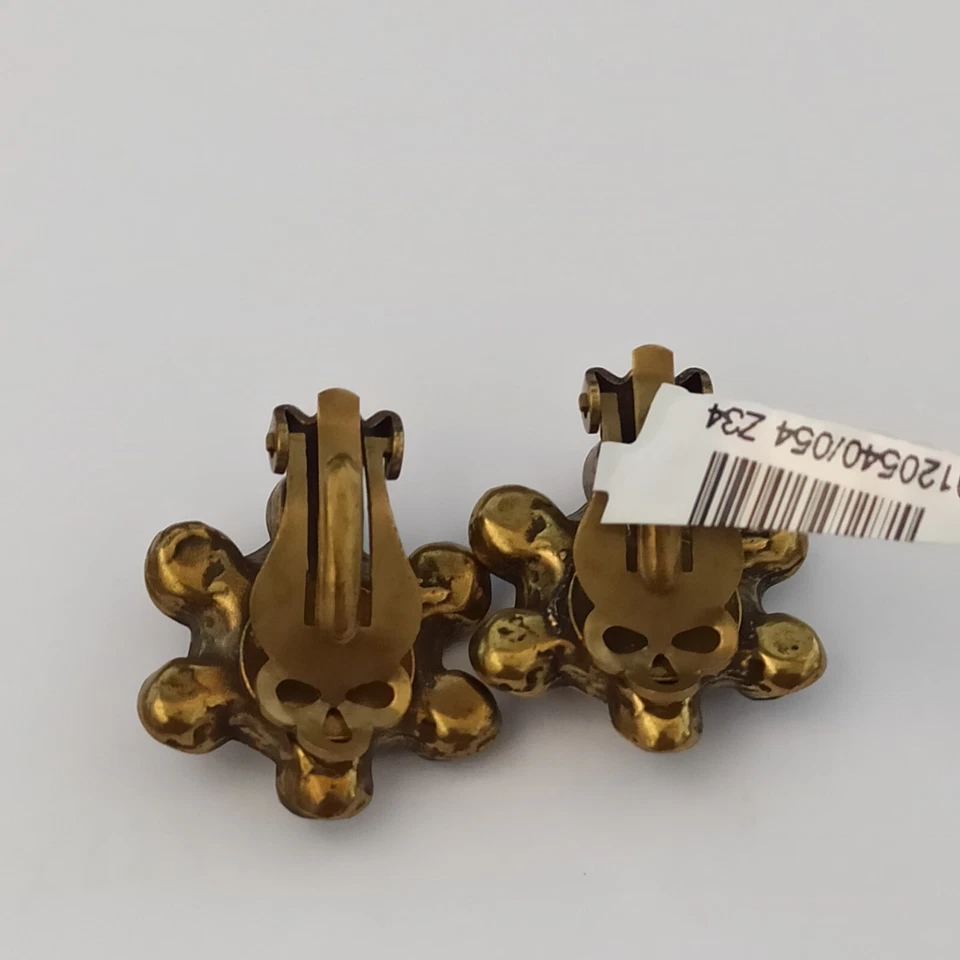 Pendientes Clip Michal Negrin Cristales Negros Grueso Racimo Gótico Botón Cóctel Foto 4 de 4