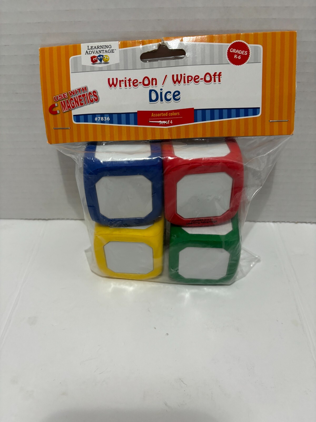 Learning Advantage Magnetic Write-On Wipe-Off Dice Set Of 4 Dice 4 ...