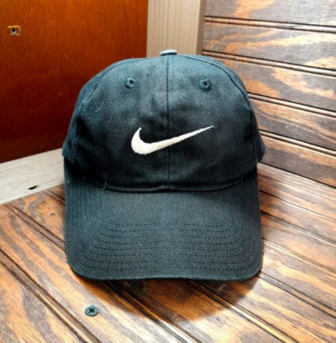 Nike Cap Mens Black White Swoosh Logo Golf Hat Adjustable All Cloth Snapback  - Picture 1 of 5