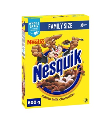4 x Nestle Nesquik Chocolatey Cereal Family Size box 600g / 21oz each Free Ship