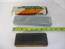 (2) Sharpening Stones Stone Wholesale Tool Carborundum (1) Wood Block Mounted EC