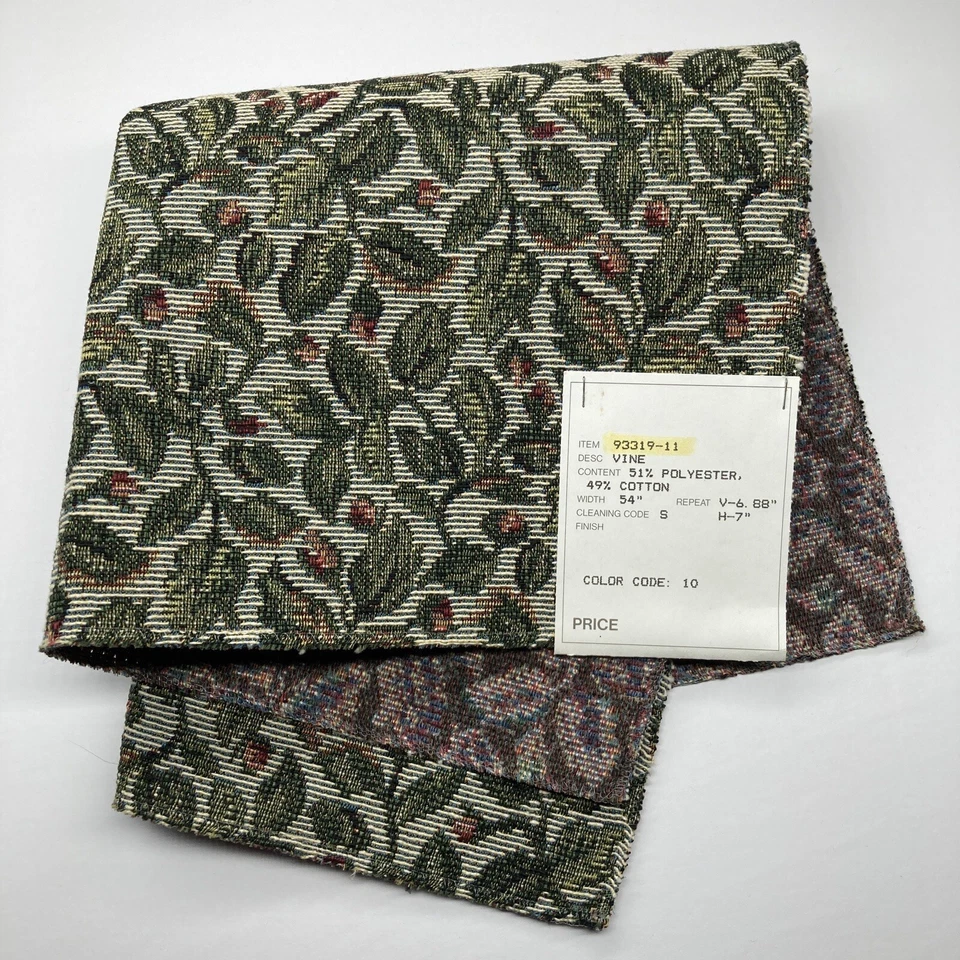 Telas Decorativas Tapicería Muestra 16" Cuadrado Poli Algodón Vid Hojas Florales Foto 3 de 4