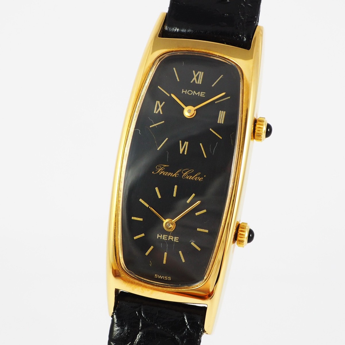 FRANK CALVE Vintage Designer GMT Armbanduhr mit Zeitzonen 1970er Jahre