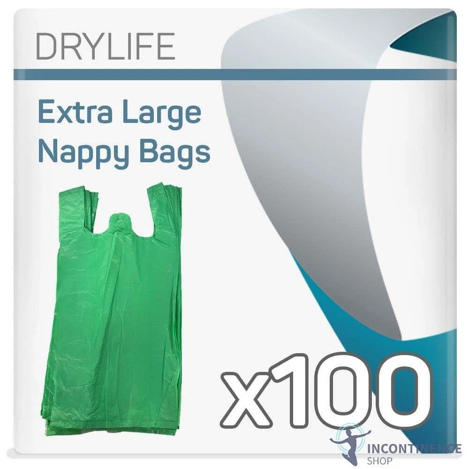 Drylife Scented Extra Large Adult Nappy Disposal Bags Tie Handle - Pack of 100