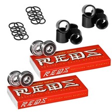 Bones Bearings Super Reds With Spacers and Washers 2 Pack 16 Bearings