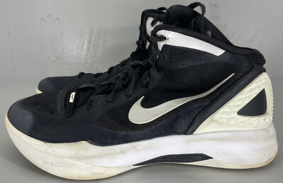Men's Nike Zoom Hyperdunk Flywire Basketball Shoes Size 8 Black White 454143-011