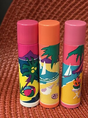 Lot of 3 Vintage Avon Lip Balm Vacation Sensation 1992 NOS NEW Peach,Punch,Berry