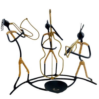 Abstract Wire Jazz Band Candle Holder Brutalist Saxophone Bass Trumpet African