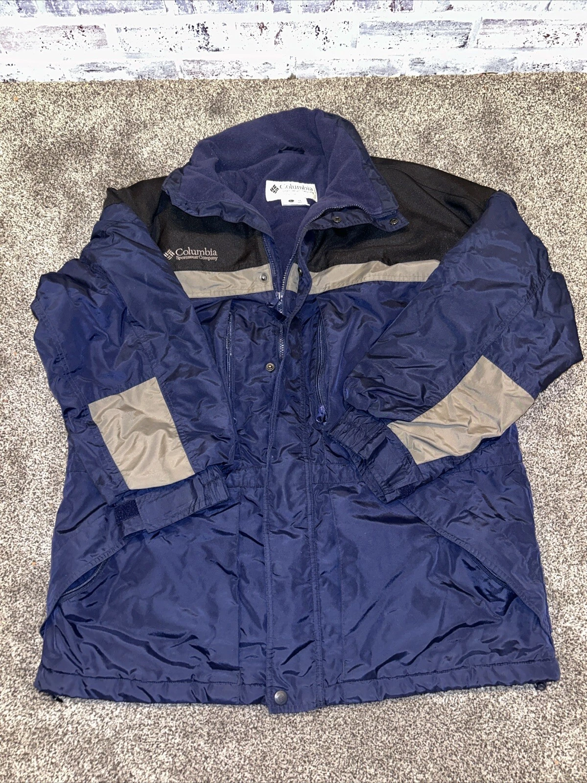 COLUMBIA MEN’S WINTER WATERPROOF JACKET - SIZE L - NAVY, GRAY AND BLACK