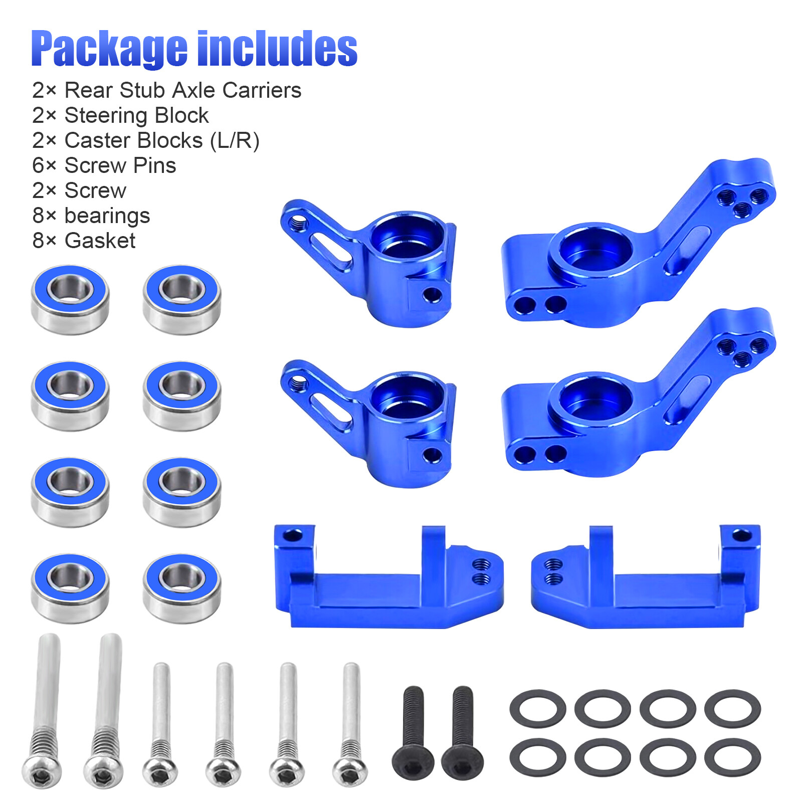 Front Caster Block Steering & Rear Stub Axle Carriers For 1/10 Traxxas 2WD Slash