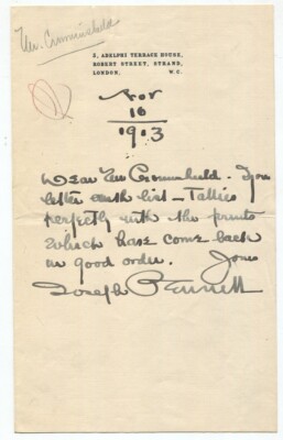 1913 American Artist Joseph Pennell Autograph Letter Signed