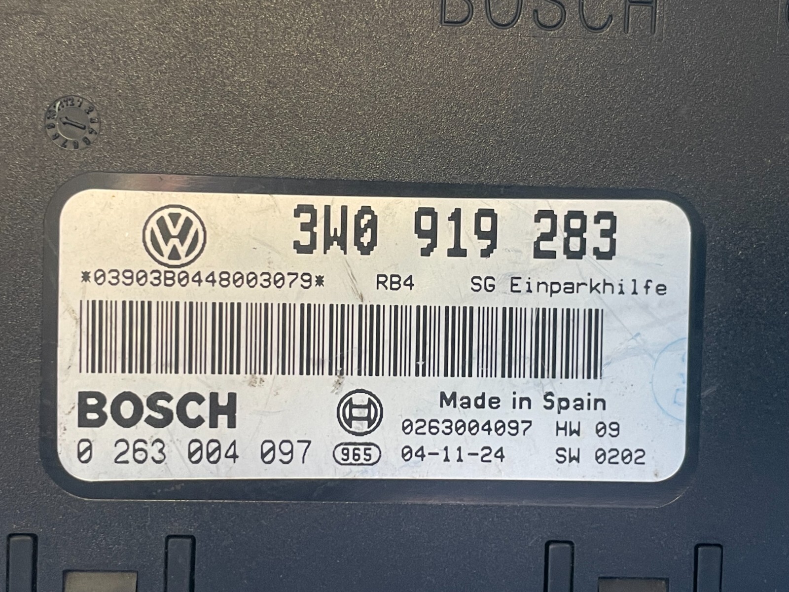 2003 - 2010 BENTLEY CONTINENTAL GT PARK ASSIST CONTROL MODULE 3W0919283 OEM