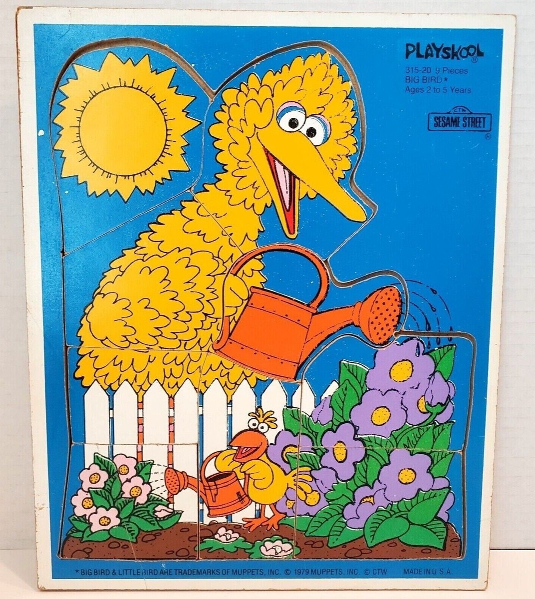 Big Bird 9-Piece Wooden Tray Puzzle Vintage 1979 Playskool Sesame