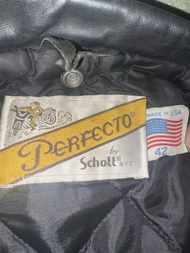 Schott Perfecto Men's Leather Motorcycle Jacket Vintage NYC, Size 42 Medium image 3