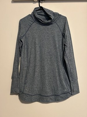 Gap Fit Breathe Charcoal Maternity Cowl Neck Pullover Heathered Grey Small