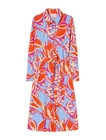MARINA RINALDI NOW Chemisier Dress 96% Cotton 4% Elastane Corallo Celeste