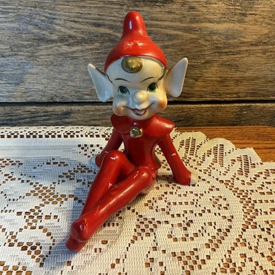 MID CENTURY 50's ERA~RED PIXIE ELF~ w/GOLD HEART & BIG EARS IMPISH GRIN - THAMES