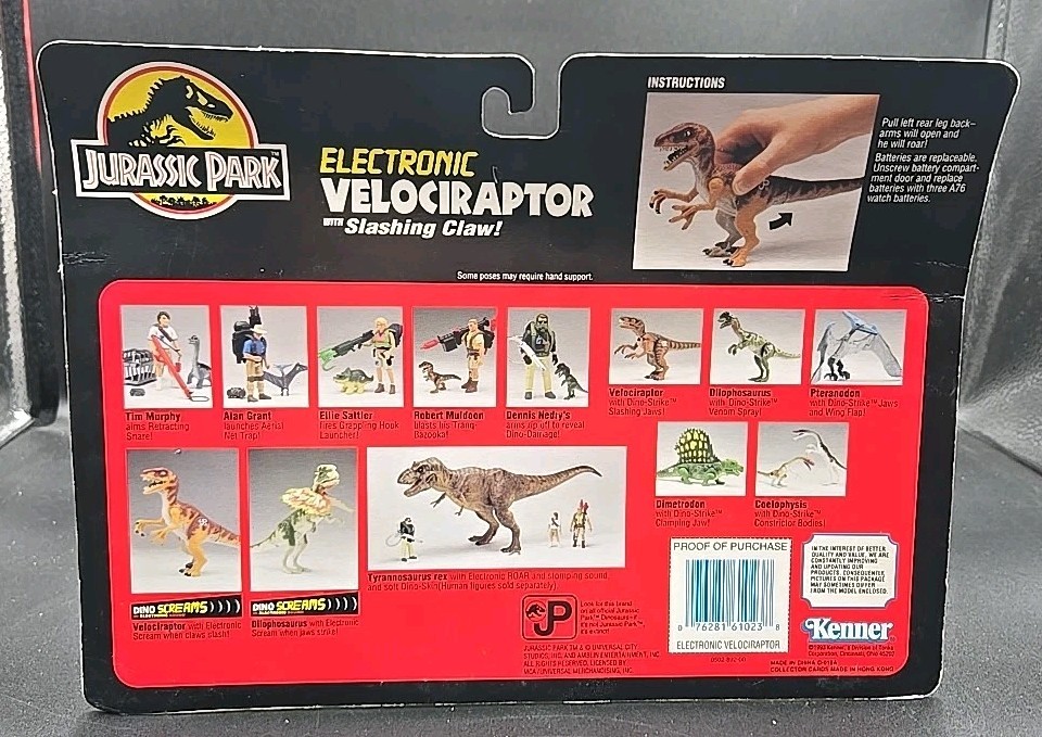 Jurassic Park Electronic Velociraptor Figure Jp10 Kenner