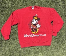 Vintage Disney Minnie Mouse Red Crew Neck Pullover Crew Neck Sweatshirt Size M