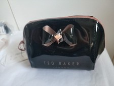 Ted Baker Denty Bow Make up Bag in Black Rose Gold Washbag new with tag