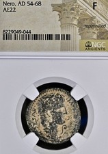 Emperor Nero 54-68AD Provincial Roman Rule NGC Genuine Ancient Coin Scarce SC