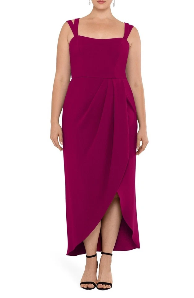 XSCAPE Berry Pink Magenta Strappy Formal Maxi Dress Size 12 14 Wedding Guest NWT - image 3 of 4
