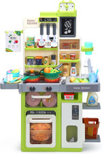 Kids Kitchen Playset, Pretend Play Kitchen with Sounds and Lights, Cooking Stove