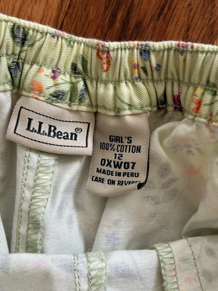 LL Bean девочек sz 12 приключение капри брюки цветочный светло-зеленый - Изображение 2 из 4