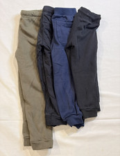Boys Solid Jogger Pants Lot of 4 Black Blue Green Cotton Knit Pull-On