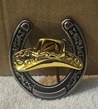 COWBOY HAT HORSESHOE RODEO OUTDOOR BELT BUCKLE