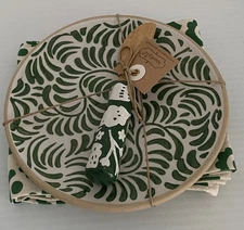 MUDPIE Indigo Appetizer Set Plate. Knife, Towel/Napkin. NHH-720