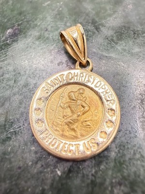 14K GOLD KLEINE RUNDE ST. CHRISTOPHER MEDAILLE Charm