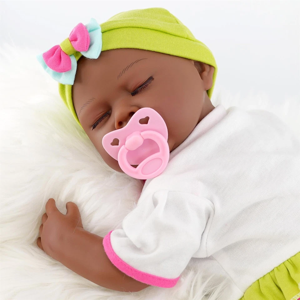 Black Baby Doll Ethnic Reborn Sleeping Girl Realistic 20" Handmade Toy BiBi Doll - Image 2 of 4