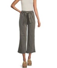 NWT Splendid Wide Leg Cropped Trouser Pants Size XS Gray Belted