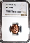 NGC MS-65 RB 1909-P VDB Lincoln Cent, Cartwheeling, Red-Brown Gem!