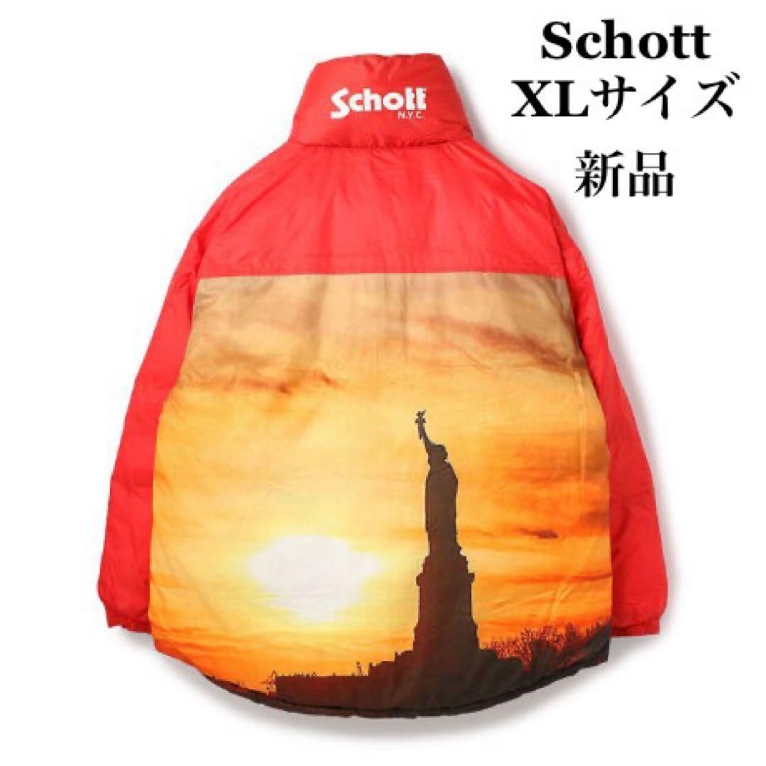Schott Reversible Down Jacket Liberty Goddess Red… - image 1