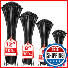 400x Black Zip Ties Assorted 4-12 Inch   Cable Management, Multi-Purpose Nylon
