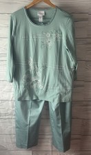 Alfred Dunner Womens 16 Green NWT Pants Set Elastic Waist Green Shirt L J86