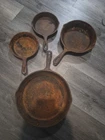 Lot Of 4 Vintage Rusty 3 Notch Lodge Cast Iron Skillets