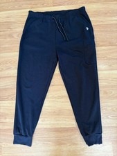 US Polo Assn Men's XL BLACK Jogger Sweatpants Zip Pockets Cuffed Hem Drawstring
