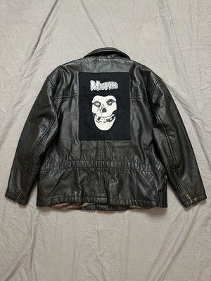 Misfits Jacket Men Size M-L Moto Jacket Black Leather CUSTOM