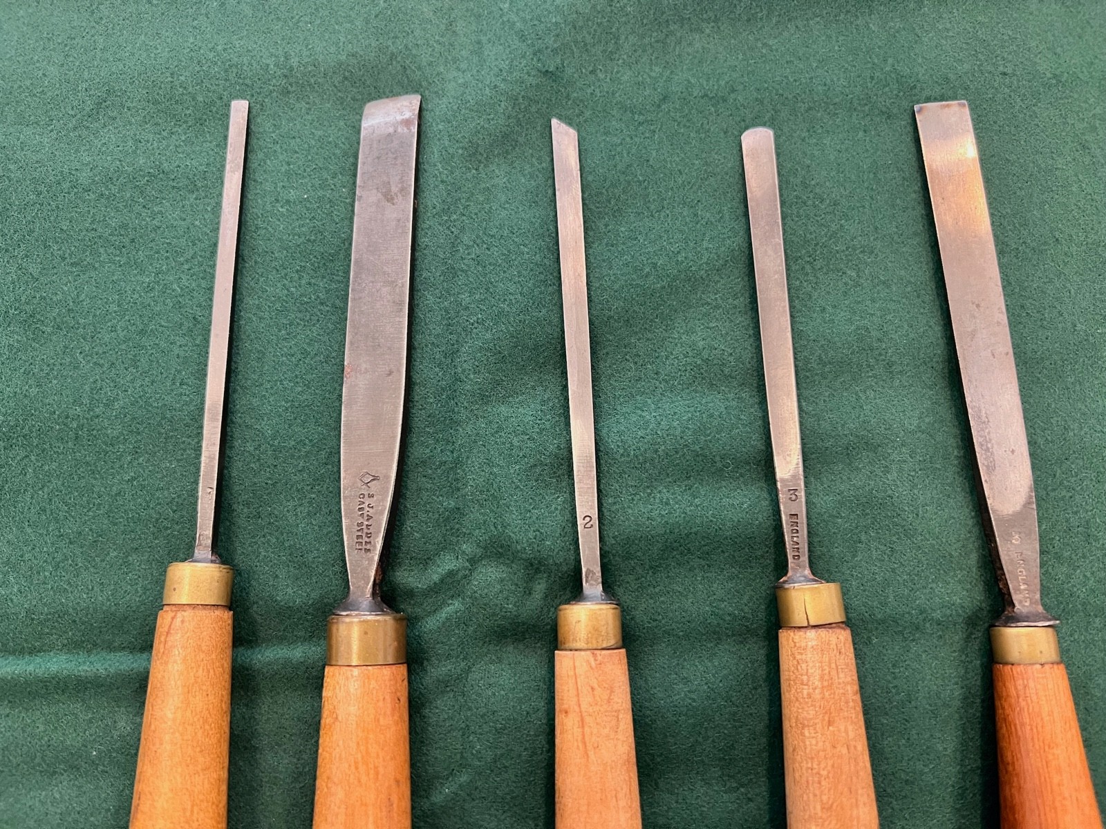 Fantastic Lot Of 9 Addis Carving Chisels Detail Gouges Some Boxwood Handles
