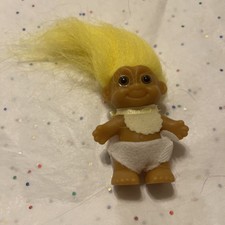Vintage Russ Baby Troll Magenta Hair w/ Bib and Diaper New Old Stock