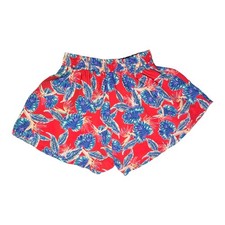 Vintage Deadstock Lucy Love Size XS Red Print Derby Wide-Leg Shorts