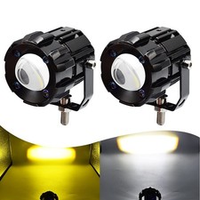 2 PCS 30W Motorcycle LED Spotlights White Amber Fog Driving Lights Waterproof