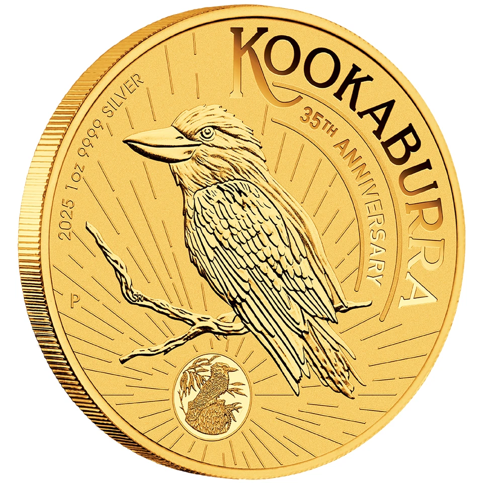 Silbermünze 1 oz Kookaburra 2025 - 35. Jubiläum - Sydney ANDA Spezial - Gelbgold - Bild 2 von 4